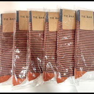The Tie Bar Thin Striped Orange Dress Socks